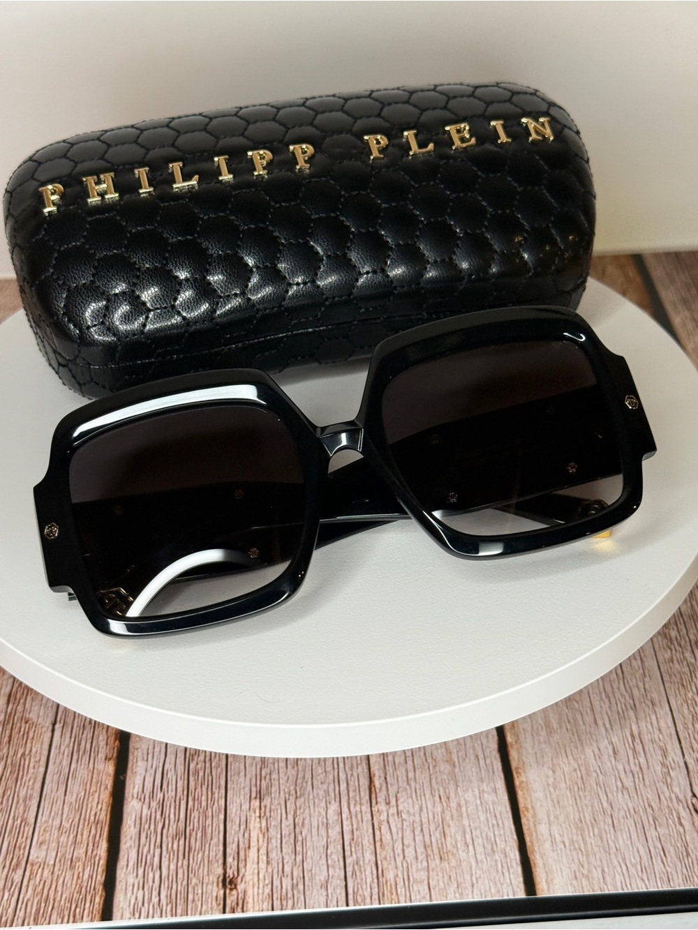 Philipp Plein Black Oversized Square Sunglasses